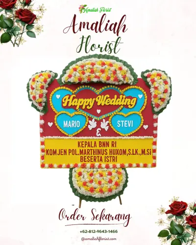 Karangan Papan Bunga Pernikahan di Tomalou